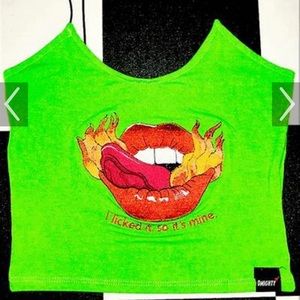 “I licked so it’s mine” spaghetti strap tank! 💚❤️‍🔥